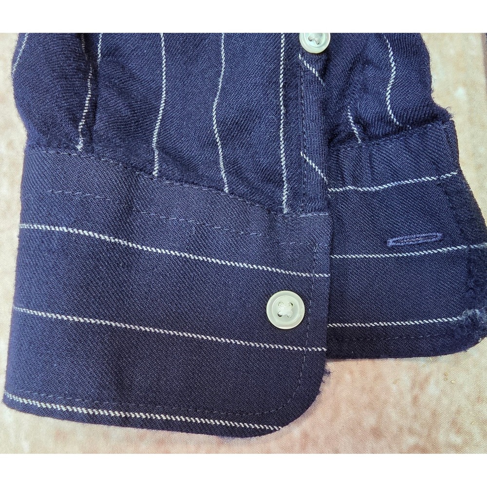 Polo Ralph Lauren Navy Blue Pinstripe Virgin Wool Blend Button Down Shirt Size 6 - Picture 4 of 16